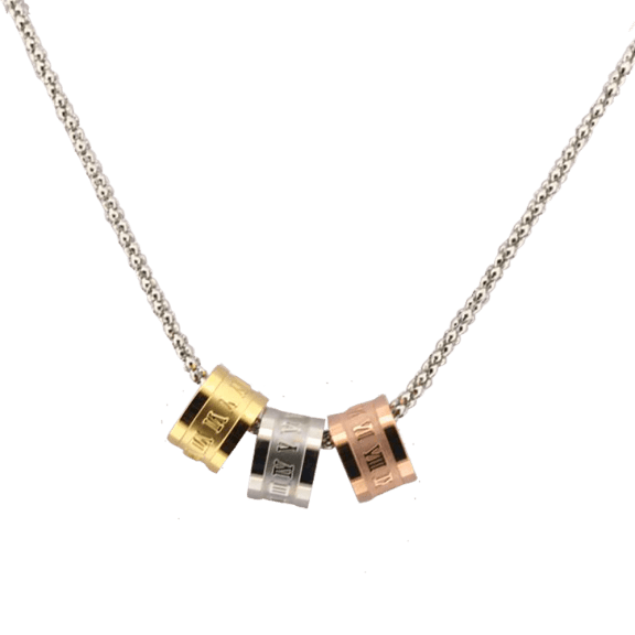18K Gold Plated Stainless Steel Roman Numeral Necklace