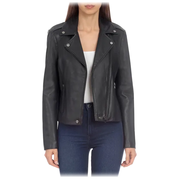 Badgley mischka quilted leather biker jacket shop