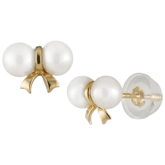 Splendid Pearls Double Pearl 14K Yellow Gold Stud Earrings