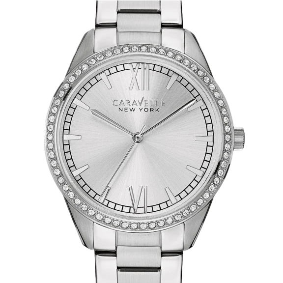 Caravelle NY by Bulova Crystal Accented 38mm Stainless Steel Bracelet Watch