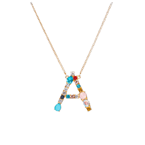 Golden NYC 18K Plated Initial Necklace with Swarovski Crystals