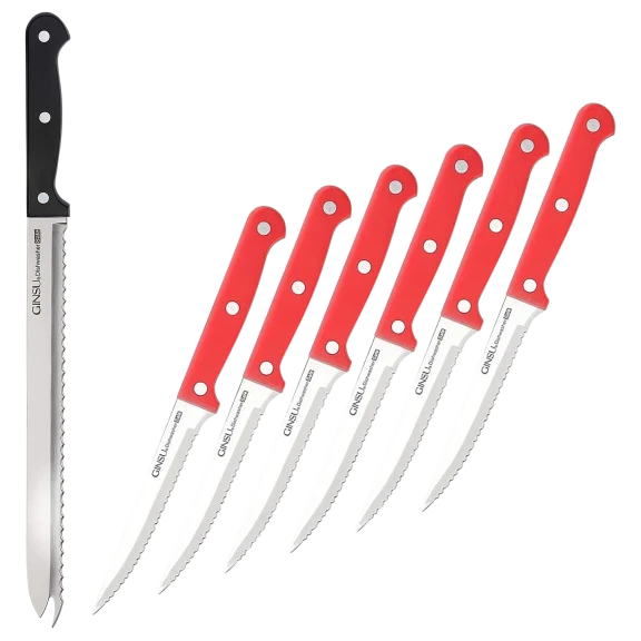 Ginsu Kiso Juego de 6 Cuchillos para Carne y Rebanador Original