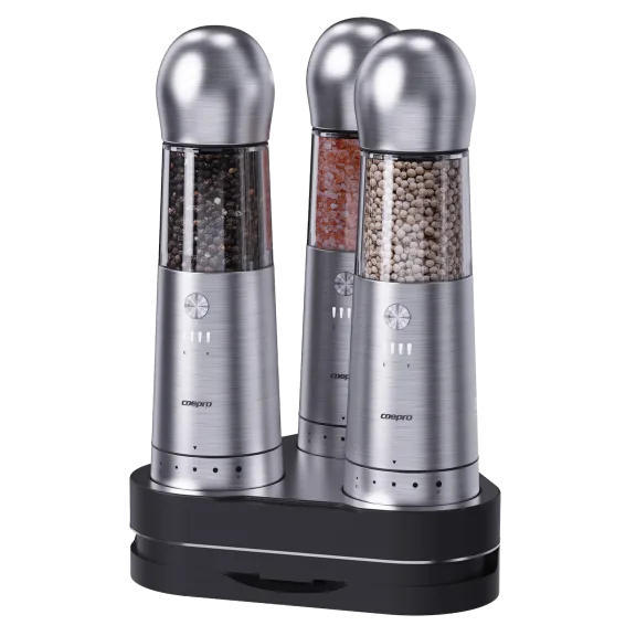 COSPRO 3-Piece Electric Salt and Pepper Grinder Set
