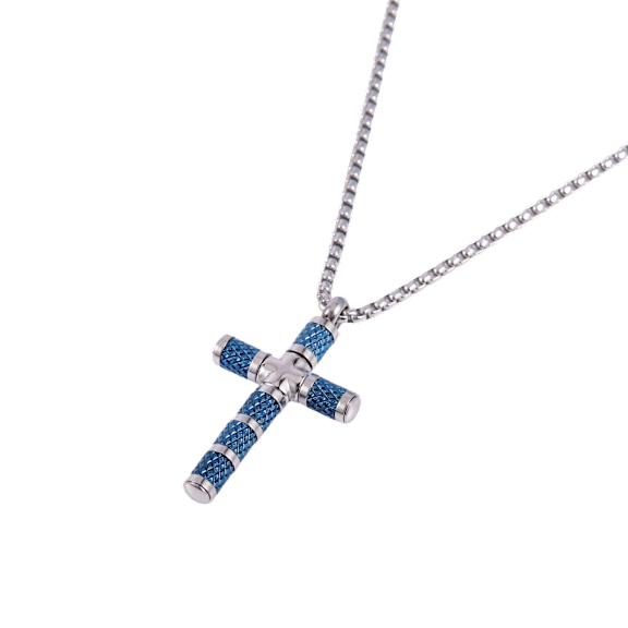 Iron Saints Stainless Steel Chain Necklace with Cubic Zirconia Cross Pendant