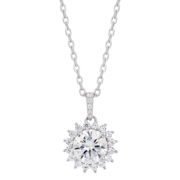 Savvy Cie 2.5 Carat TW Moissanite Starburst Necklace or 2 Carat TW Earrings