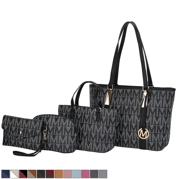 MKF Collection Marimar M Signature 4-Piece Vegan Leather Tote Bag Set by Mia K.