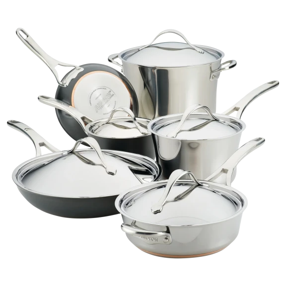 Anolon Nouvelle Luxe 11-Piece Stainless and Hard Anodized Cookware Set