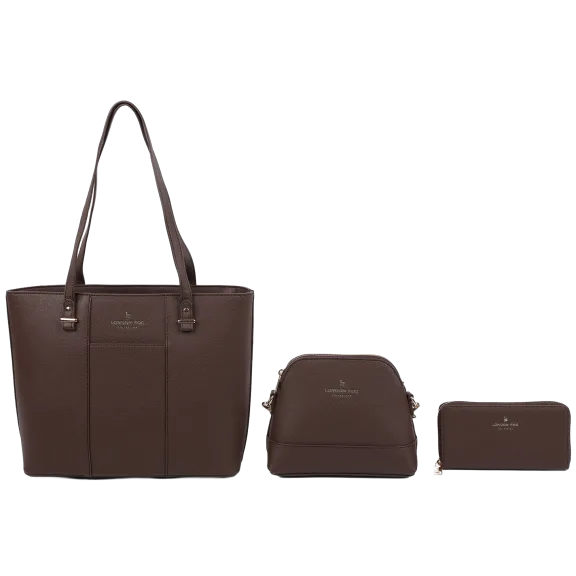London Fog 3-Piece Vegan Leather Tote Set