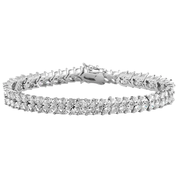 Golden NYC Jewelry White Gold Plating CZ Duo Marquis Cut Stones Bracelet