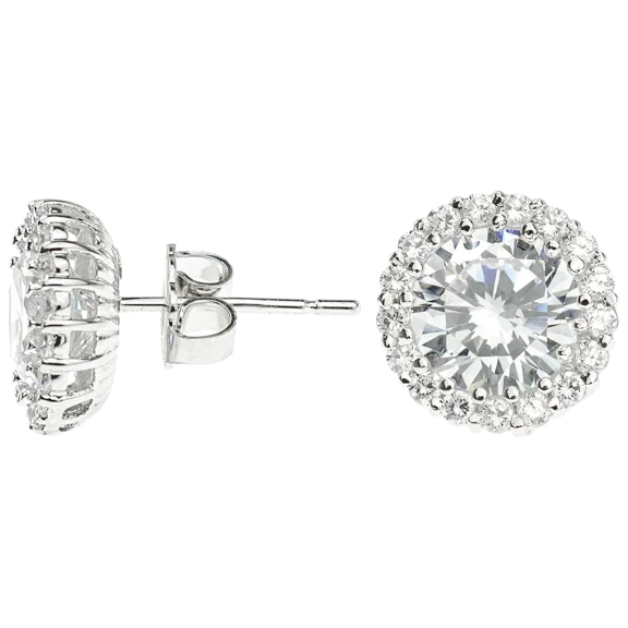 Kenneth Jay Lane 4 Carat TW Round CZ with Pave Trim Stud Post Classic Earrings