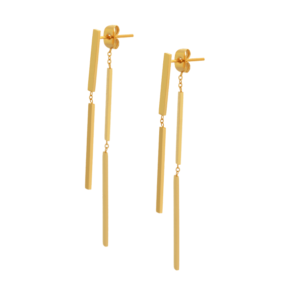 18K Gold-Plated Triple Bar Earrings