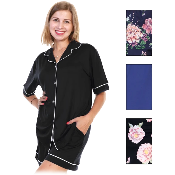 Angelina Women's Classic Button-Down and Shorts Pajama Set