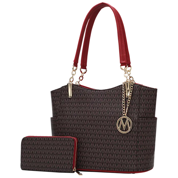 MKF Collection Savannah M Logo Printed Tote and Wristlet Wallet by Mia K