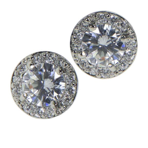 CZ by Kenneth Jay Lane Prong Set Halo Stud Earrings