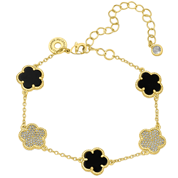 CZ by Kenneth Jay Lane 2 CTTW Pave & Stone Clover Station Bracelet