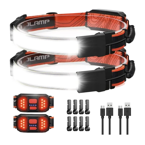 2-Pack: Hakol 1000LM 230 Degree Wide-Beam Rechargeable Head Lamp