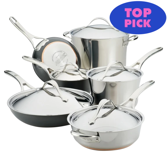Anolon Nouvelle Luxe 11-Piece Stainless and Hard Anodized Cookware Set