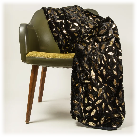 LUXE Signature Leaf Faux Fur Throw (50" x 60")