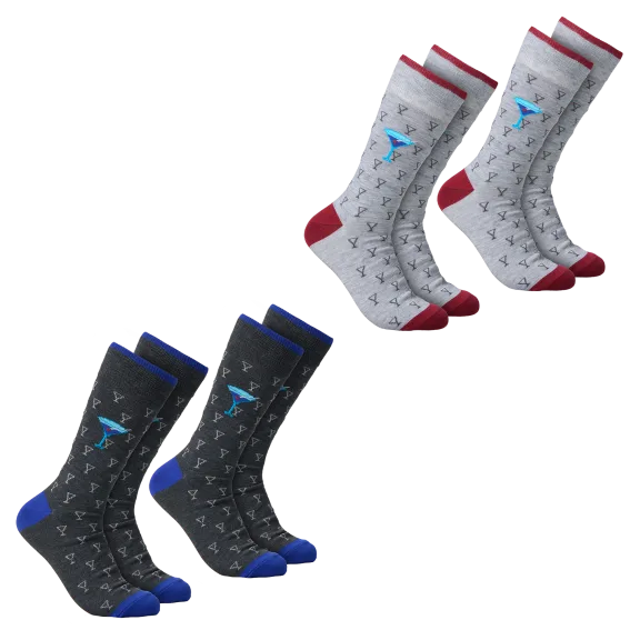 4-Pack: Rockport Martini Theme Mens Crew Sock