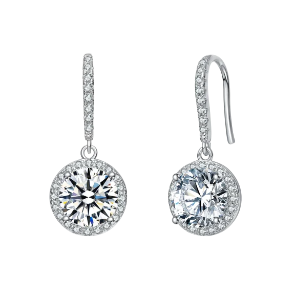 Rachel Glauber Simulated Diamond Halo Drop Hook Earrings