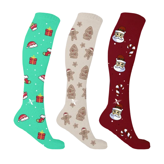 3-Pack: Extreme Fit Premium X Elite Knee-High Holiday Compression Socks