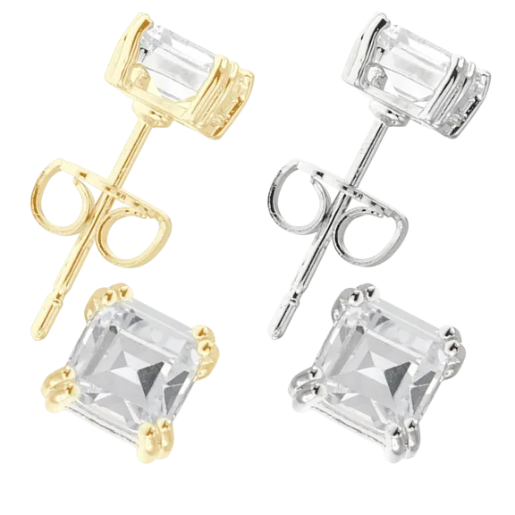 CZ by Kenneth Jay Lane Asscher Cut Stud Earrings