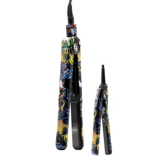 2-Pack: ISO Beauty Black Dragon Tattoo 100% Ceramic Ultra-Smooth Flat Iron Set