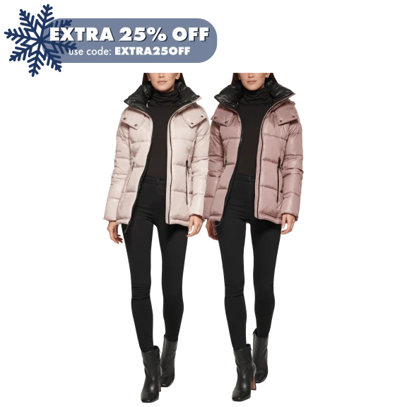 Kenneth Cole Puffer Jacket with Attached Hood