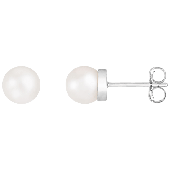 Splendid Pearls White Japanese Akoya Pearl Stud Earrings