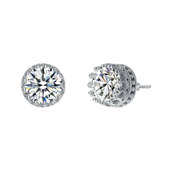 Stella Valentino 2.40 CTW Moissanite Solitaire Princess Crown Stud Earrings