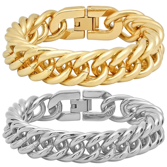 Steeltime 2 Pulseras Cadena Gruesa