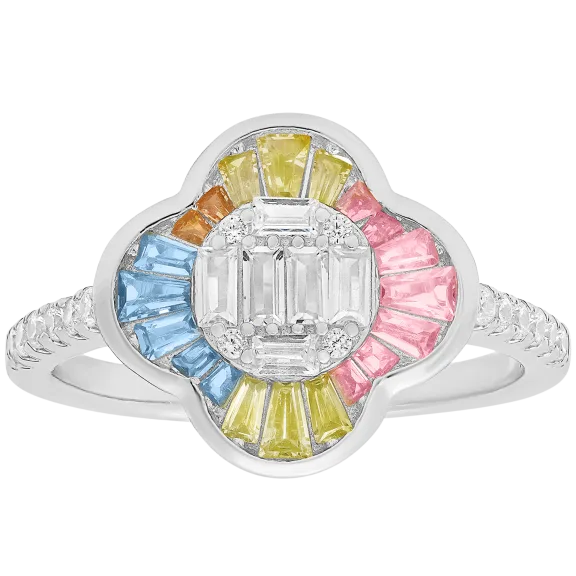 Kylie Harper Anillo Trébol De Circonia Cúbica Multicolor