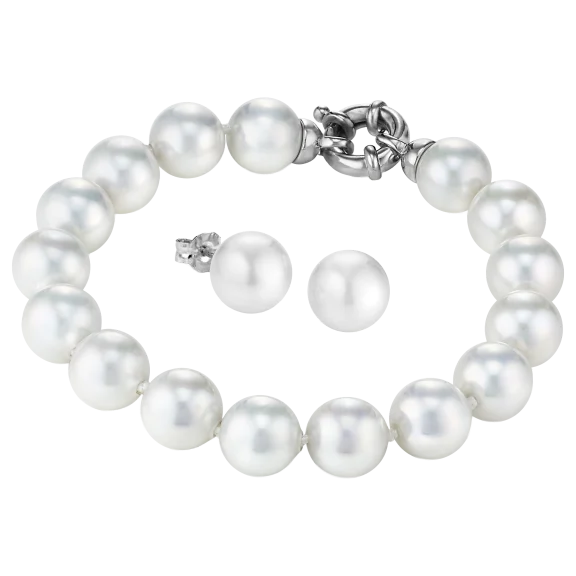 JOIA De Majorca 10mm 7.5" Pearl Bracelet & Stud Earrings