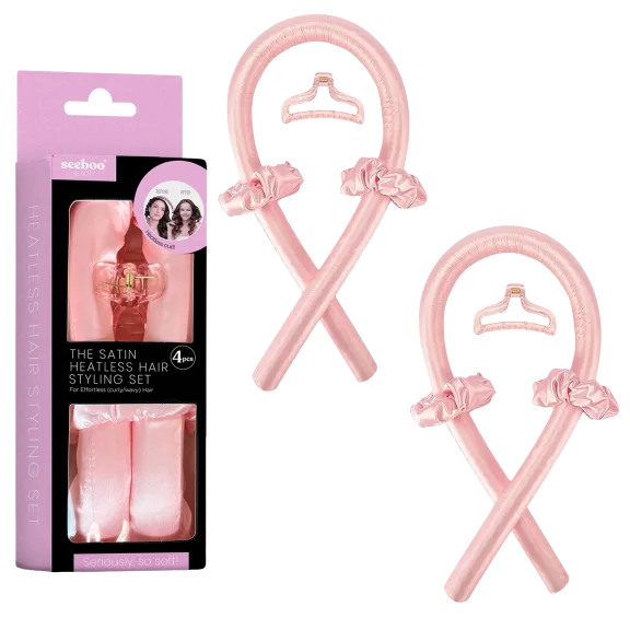 Seeboo Silky Satin 8-Piece Heatless Hair Curling Rod & Styling Set