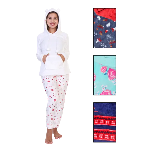 Angelina Premium Plush Hoodie Pajama Set