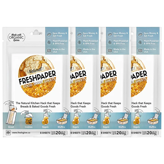 32-Pack: FreshPaper Food Saver Sheets for Bread/Baked Goods