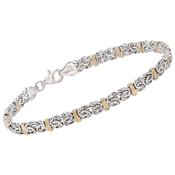 Golden NYC Two-Toned Gold & Silver Byzantine Link Bracelet