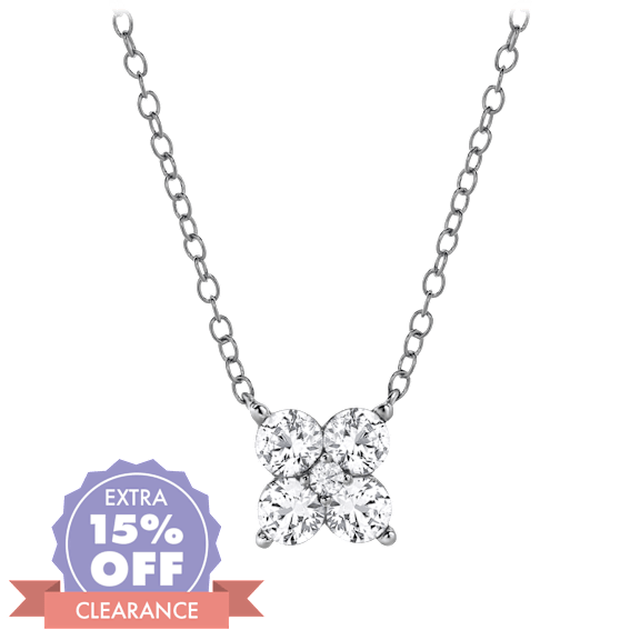 Unique Design Lab Created White Sapphire Floral Pendant Necklace