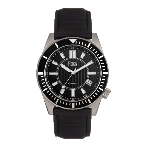 Reign Men's Francis Contrast Stitch Leather-Band Watch