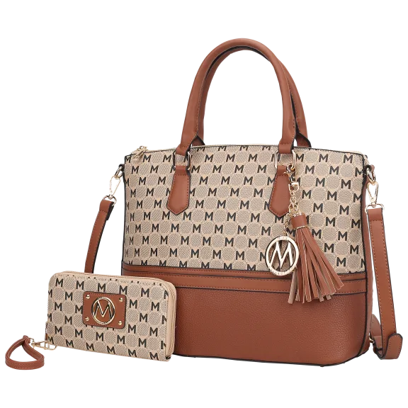 MKF Collection Saylor Circular Women’s Tote Bag with Wristlet by Mia K