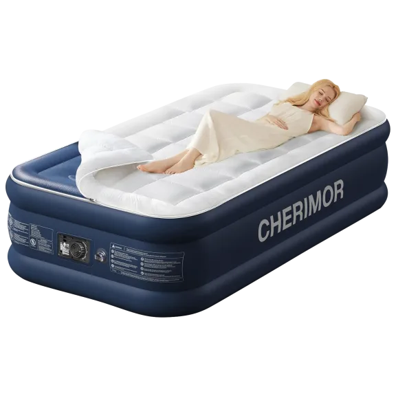 Cherimor Twin 20" Air Mattress with Built-in Pump & Luxury Quilted Topper