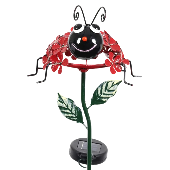 Exhart Lady Bug with Flower LED Garden Stake