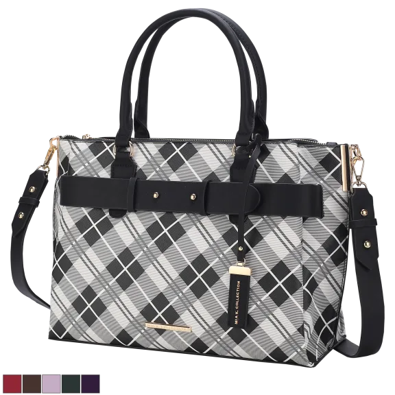 MKF Collection Vivian Plaid Vegan Leather Satchel Bag by Mia K.