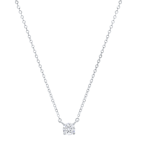 Saffron 0.2 Carat TW Solitaire Moissanite Pendant Sterling Silver Necklace
