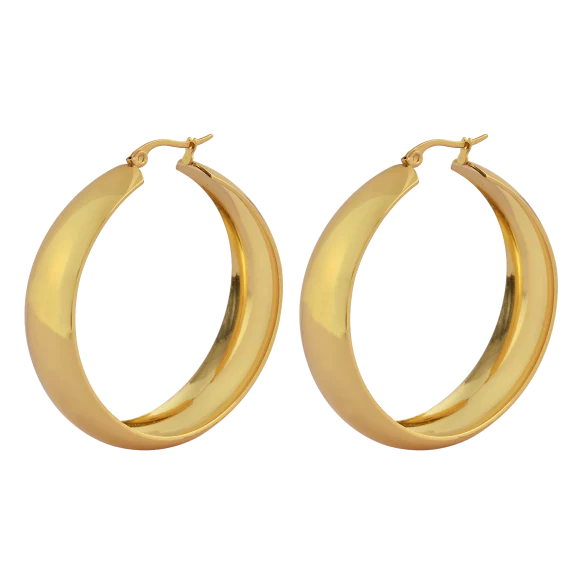 18K Gold-Plated Thick Large Hoop Earrings