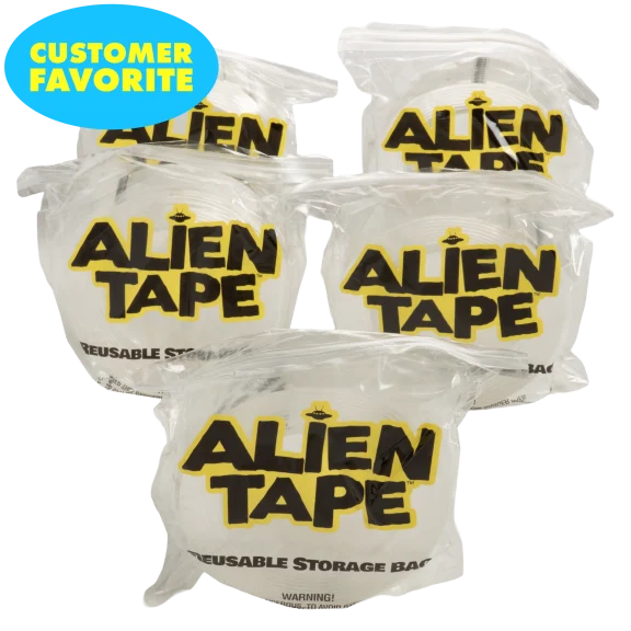 5-Pack: Bell and Howell Reusable Alien Tape Rolls with Nano-Grip Tech (10' each)