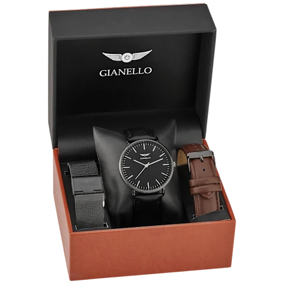 Gianello Tri-Luxe Interchangeable 3 Strap Watch Set