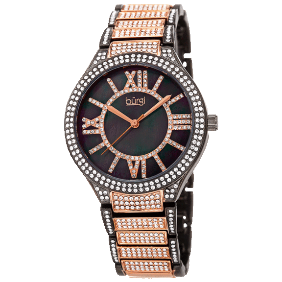 Burgi Women's Sparkling Crystal Filled Quartz Bracelet Watch