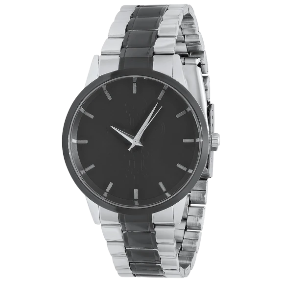 Steeltime Men's Two Tone Black & Silvertoned Watch