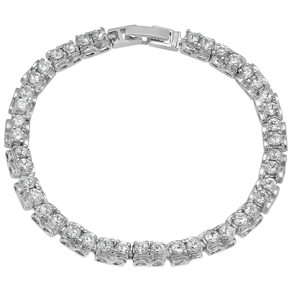 18K White Gold Simulated Diamond Tennis Bracelet